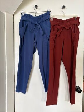Athleta High-Waist Paperbag Tie-Waist Pants - Blue and Rust